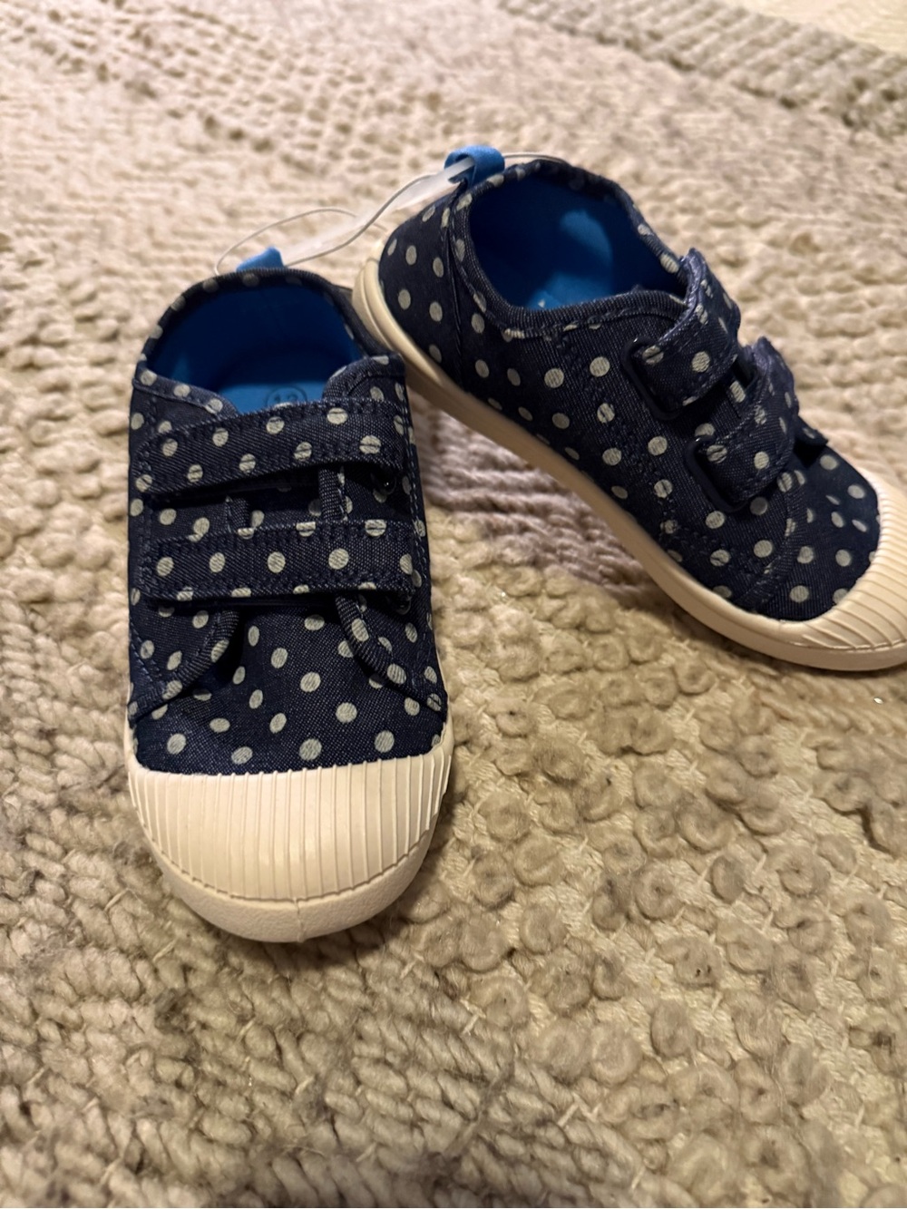Cat & Jack Navy Polka Dot Velcro Sneakers for Kids 12t 12c denim nwt hook loop